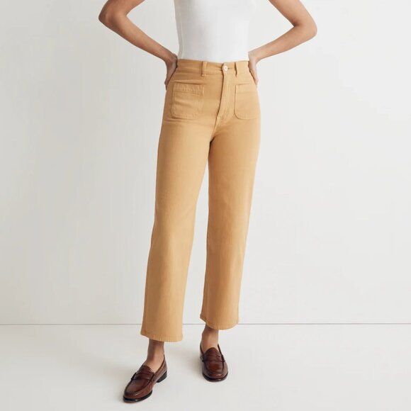 Madewell Pants - Madewell Size 25 Petite Emmett 2.0 Wide-Leg Crop Pants in Distressed Yellow